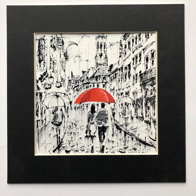 Red umbrella print