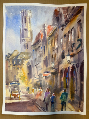 Watercolour. Streets of Bruges