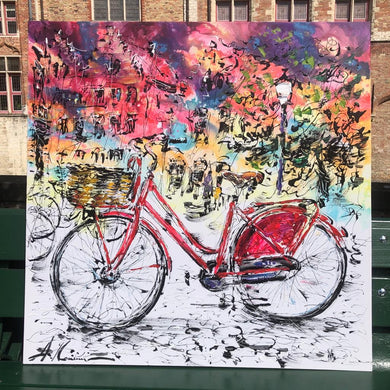 Bicycle in Bruges Large 100x100cm