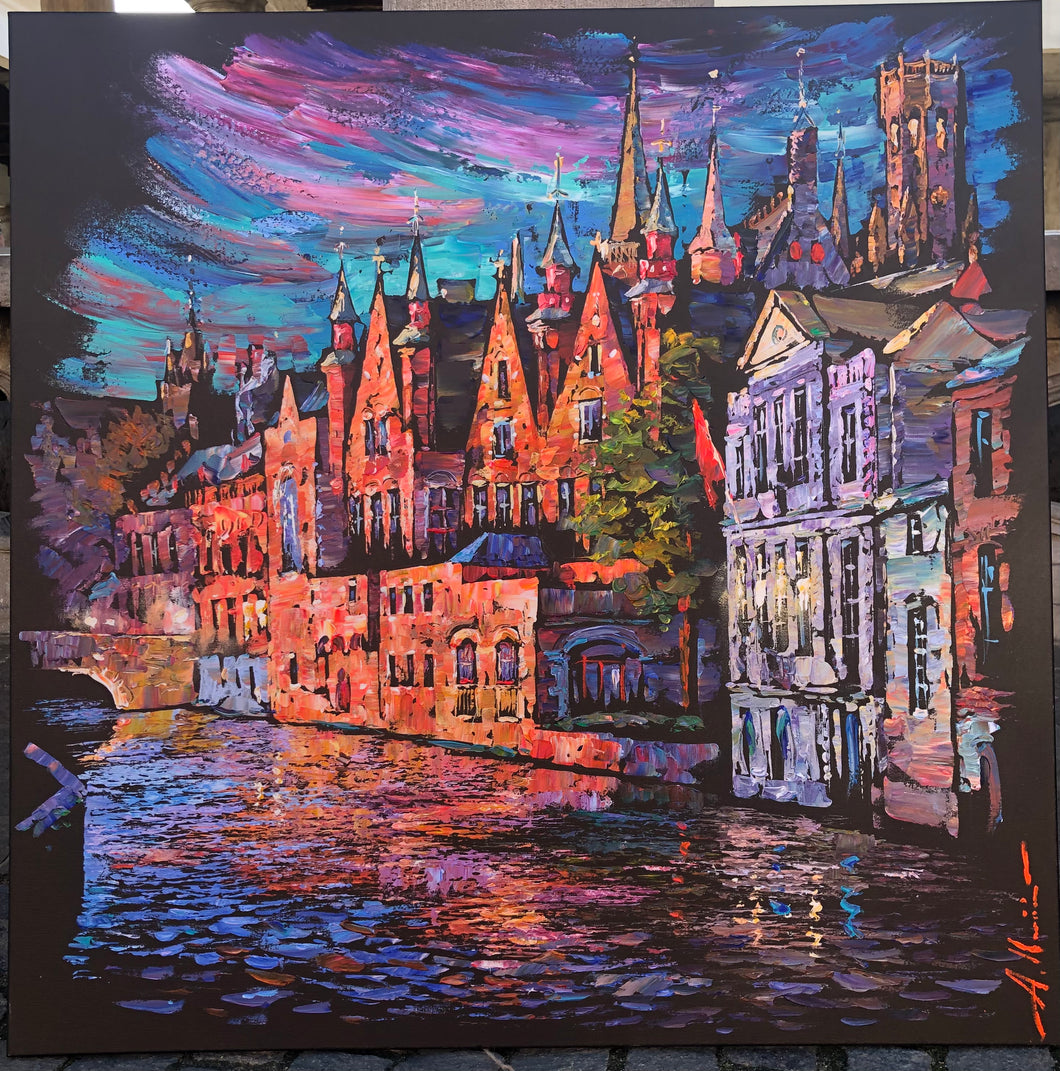 Night scene of Bruges 50x50cm