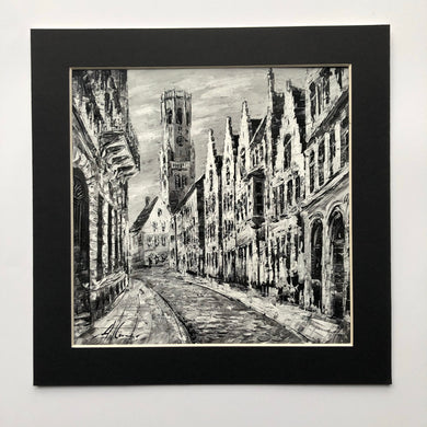 Black and white street view, Bruges