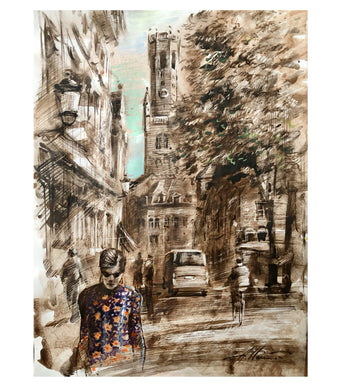 Watercolour on paper Bruges streets